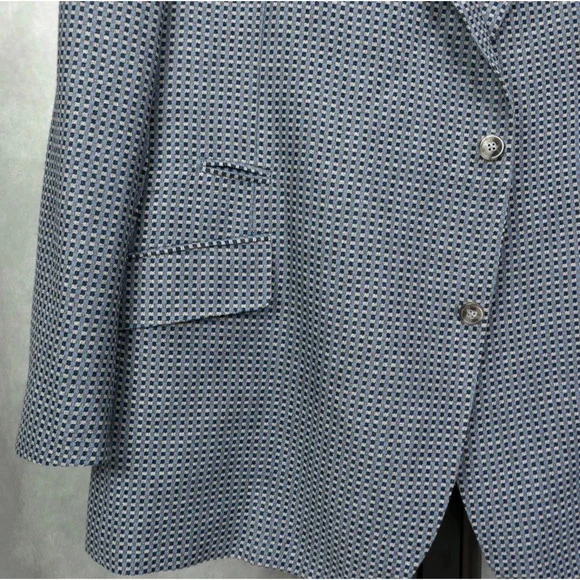 Robert Graham 52R Wool / Linen 50/50 Blend Blue Gray Mini Check Blazer Men's